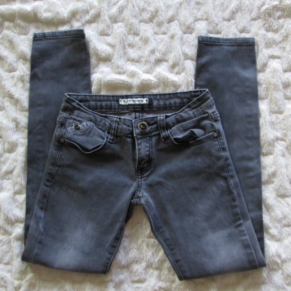 FZ WEI JEANS Slim Fit Low Rise Kids Black Acid Wash